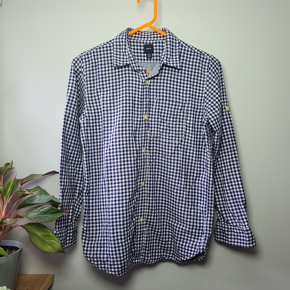 Gap kids Boys Poplin Check button down long sleeve